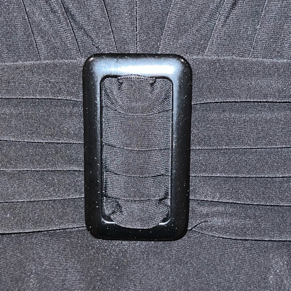 Danny & Nicole Short Sleeve Black Blouse with Faux Buckle Waist, Size 10P - Picture 8 of 13